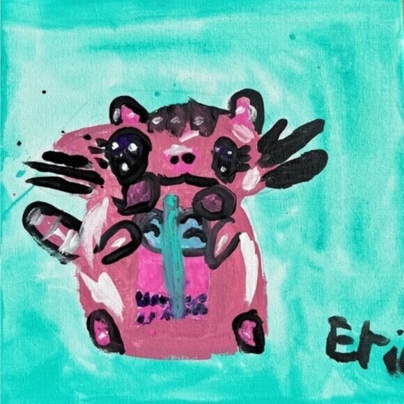 💜 Abstract Painting Original and Hand-painted Artwork Canvas Wild Animal Artwor - Picture 1 of 6